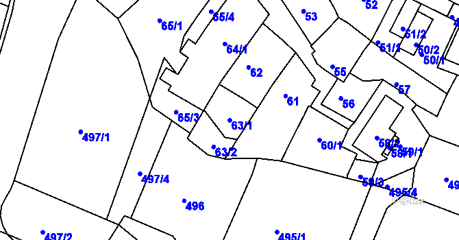 Parcela st. 63/1 v KÚ Slatina, Katastrální mapa