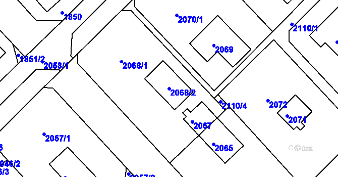 Parcela st. 2068/2 v KÚ Slatina, Katastrální mapa