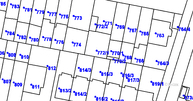 Parcela st. 772/1 v KÚ Slatina, Katastrální mapa