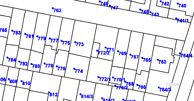 Parcela st. 772/2 v KÚ Slatina, Katastrální mapa