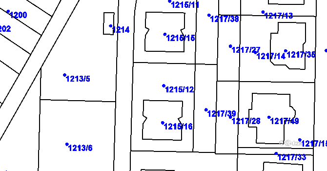 Parcela st. 1215/12 v KÚ Slatina, Katastrální mapa