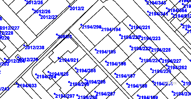 Parcela st. 2194/195 v KÚ Slatina, Katastrální mapa