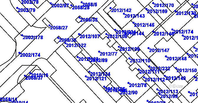 Parcela st. 2012/77 v KÚ Slatina, Katastrální mapa