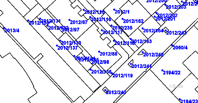Parcela st. 2012/88 v KÚ Slatina, Katastrální mapa