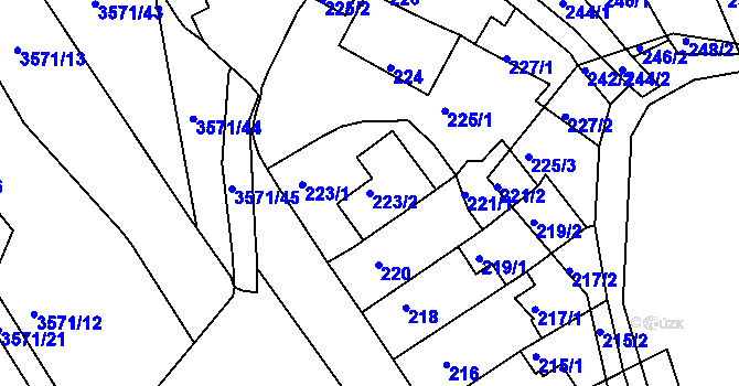 Parcela st. 223/2 v KÚ Slatina, Katastrální mapa