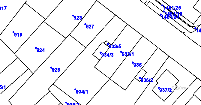 Parcela st. 934/3 v KÚ Slatina, Katastrální mapa