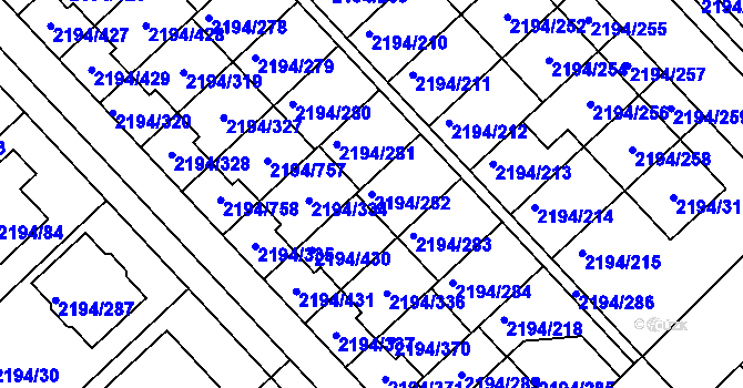 Parcela st. 2194/282 v KÚ Slatina, Katastrální mapa