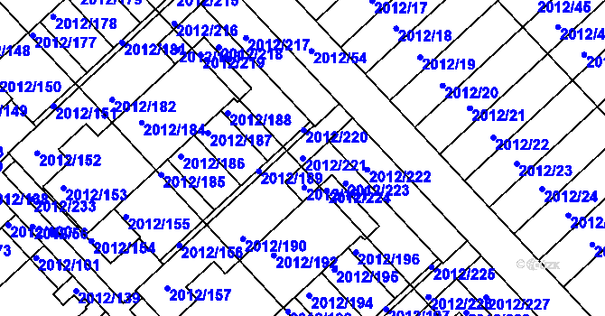 Parcela st. 2012/221 v KÚ Slatina, Katastrální mapa