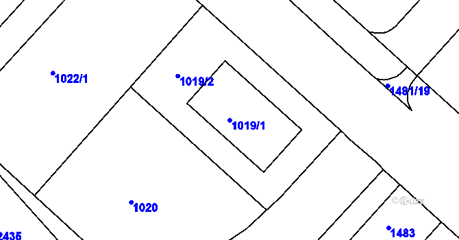 Parcela st. 1019/1 v KÚ Slatina, Katastrální mapa