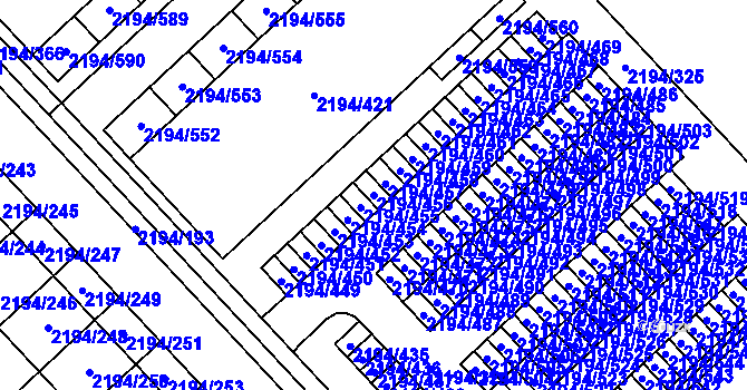 Parcela st. 2194/456 v KÚ Slatina, Katastrální mapa