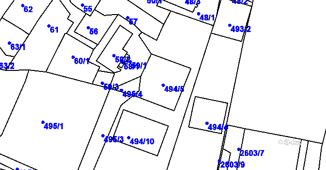 Parcela st. 494/5 v KÚ Slatina, Katastrální mapa