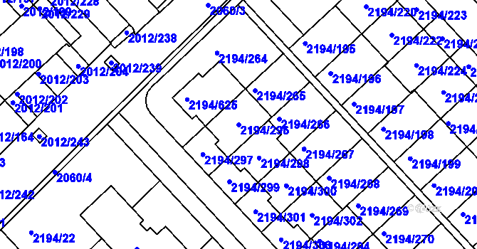 Parcela st. 2194/296 v KÚ Slatina, Katastrální mapa