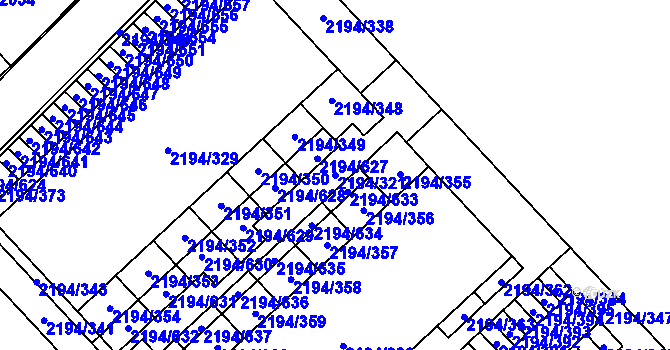 Parcela st. 2194/321 v KÚ Slatina, Katastrální mapa