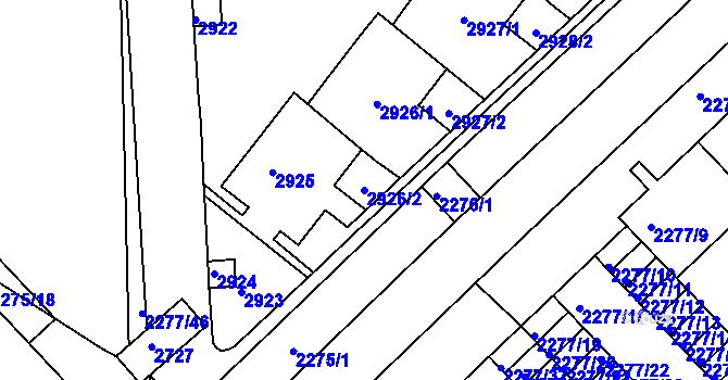 Parcela st. 2926/2 v KÚ Slatina, Katastrální mapa