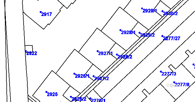 Parcela st. 2927/1 v KÚ Slatina, Katastrální mapa