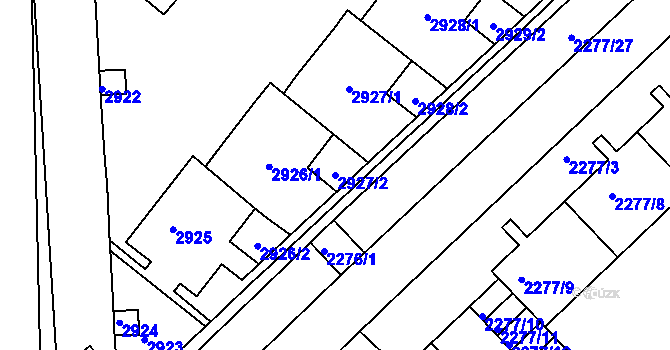 Parcela st. 2927/2 v KÚ Slatina, Katastrální mapa