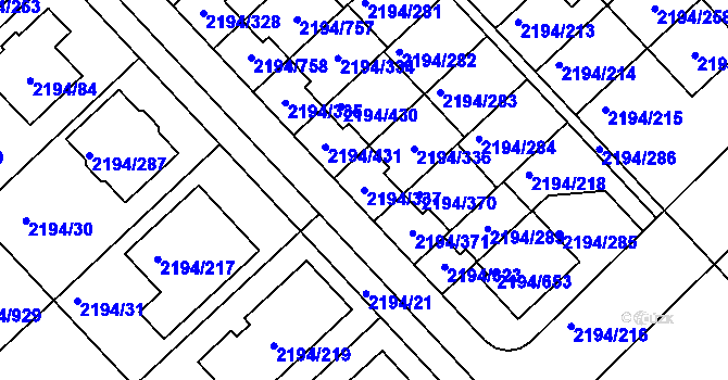 Parcela st. 2194/337 v KÚ Slatina, Katastrální mapa