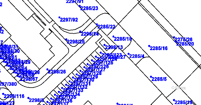 Parcela st. 2297/123 v KÚ Slatina, Katastrální mapa