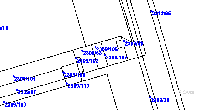 Parcela st. 2309/107 v KÚ Slatina, Katastrální mapa