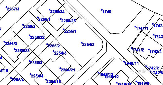 Parcela st. 2254/2 v KÚ Slatina, Katastrální mapa