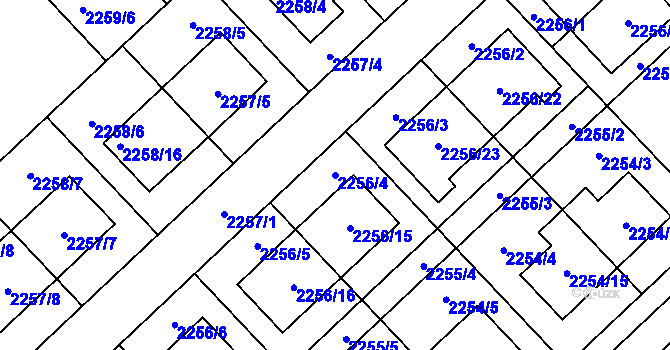 Parcela st. 2256/4 v KÚ Slatina, Katastrální mapa