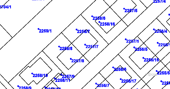 Parcela st. 2257/7 v KÚ Slatina, Katastrální mapa