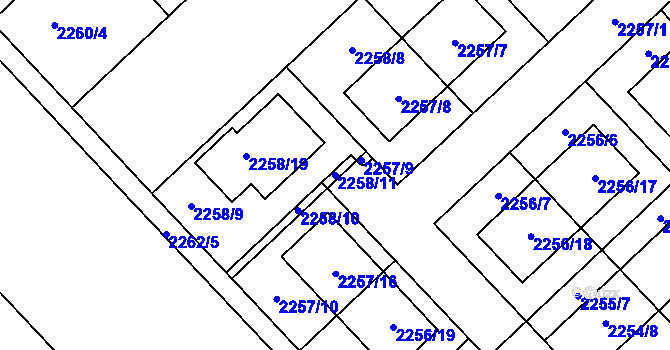 Parcela st. 2258/11 v KÚ Slatina, Katastrální mapa