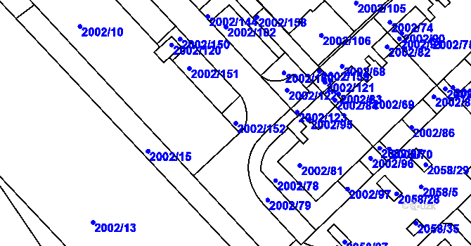 Parcela st. 2002/152 v KÚ Slatina, Katastrální mapa