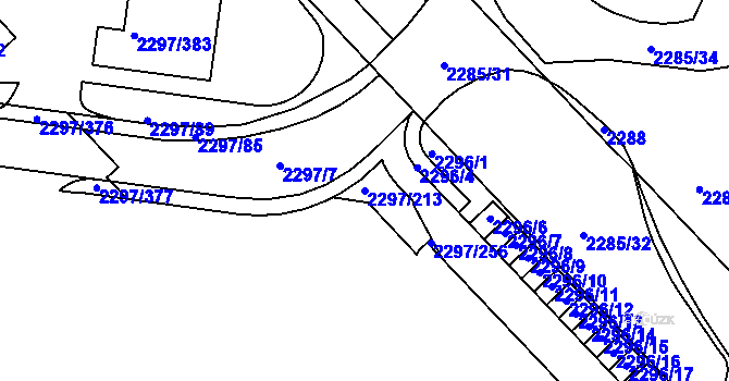 Parcela st. 2297/213 v KÚ Slatina, Katastrální mapa