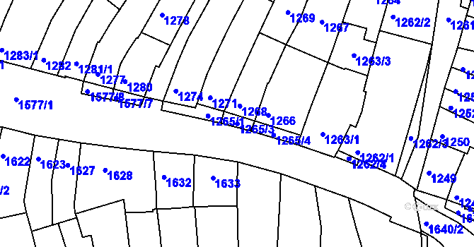 Parcela st. 1265/3 v KÚ Slatina, Katastrální mapa