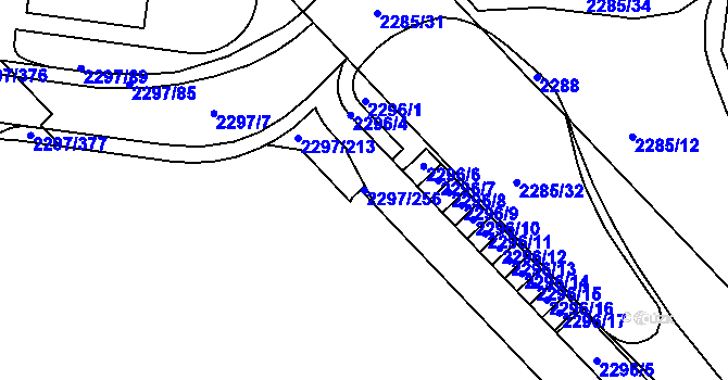 Parcela st. 2297/256 v KÚ Slatina, Katastrální mapa