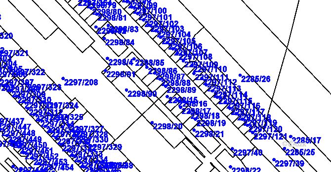 Parcela st. 2298/89 v KÚ Slatina, Katastrální mapa