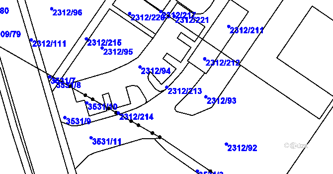 Parcela st. 2312/213 v KÚ Slatina, Katastrální mapa