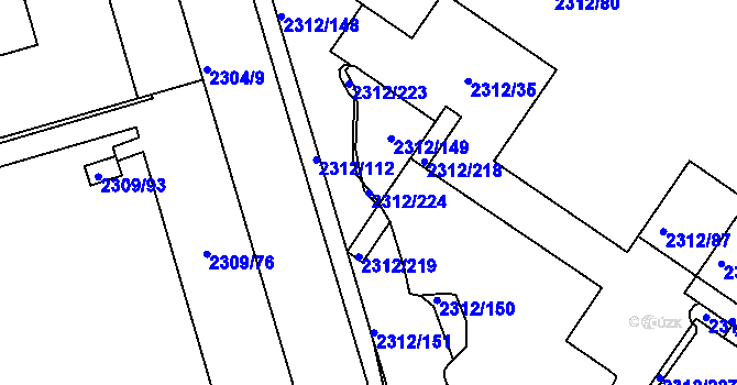 Parcela st. 2312/224 v KÚ Slatina, Katastrální mapa