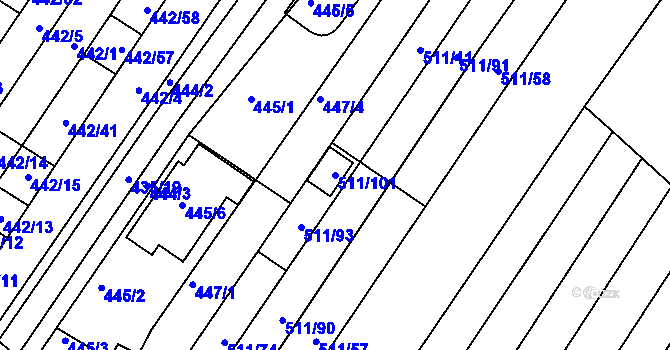 Parcela st. 511/101 v KÚ Slatina, Katastrální mapa
