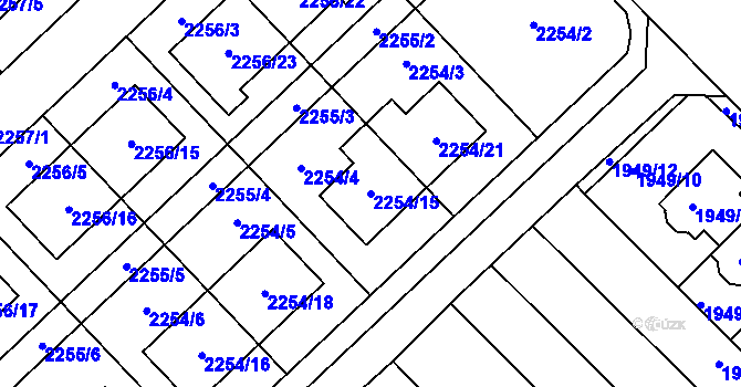 Parcela st. 2254/15 v KÚ Slatina, Katastrální mapa