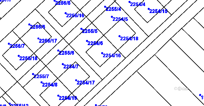 Parcela st. 2254/16 v KÚ Slatina, Katastrální mapa