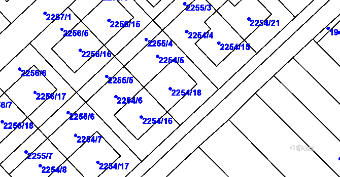 Parcela st. 2254/18 v KÚ Slatina, Katastrální mapa