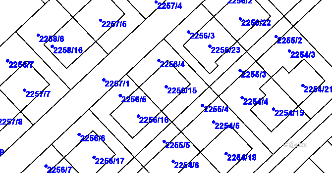 Parcela st. 2256/15 v KÚ Slatina, Katastrální mapa