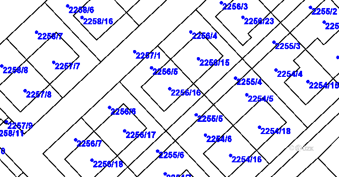 Parcela st. 2256/16 v KÚ Slatina, Katastrální mapa