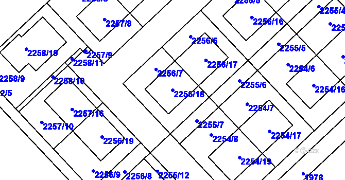 Parcela st. 2256/18 v KÚ Slatina, Katastrální mapa