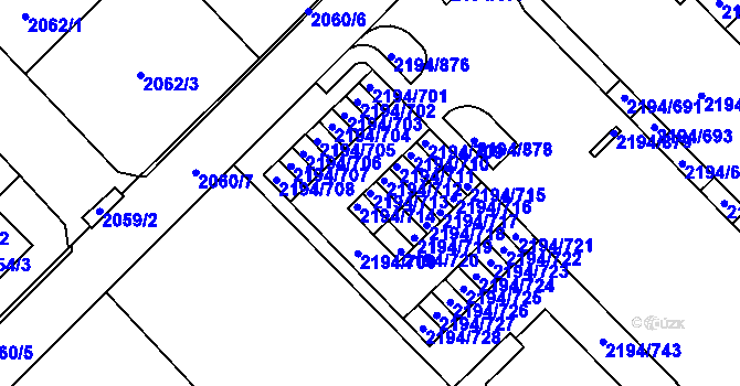 Parcela st. 2194/713 v KÚ Slatina, Katastrální mapa
