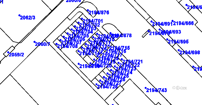 Parcela st. 2194/717 v KÚ Slatina, Katastrální mapa