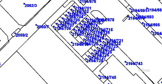 Parcela st. 2194/720 v KÚ Slatina, Katastrální mapa
