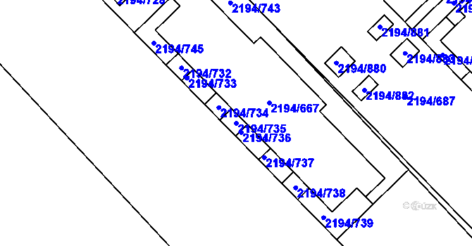 Parcela st. 2194/735 v KÚ Slatina, Katastrální mapa