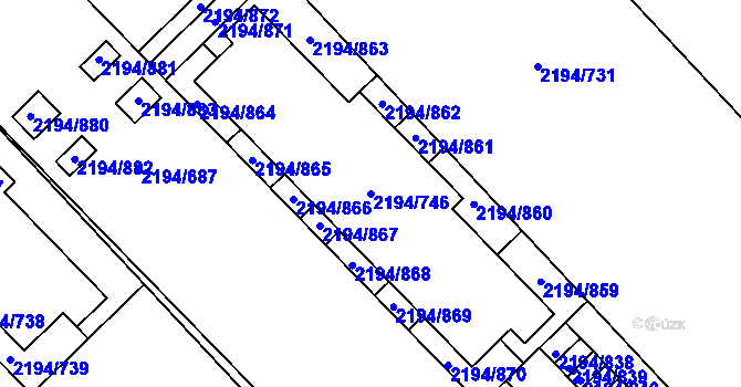 Parcela st. 2194/746 v KÚ Slatina, Katastrální mapa