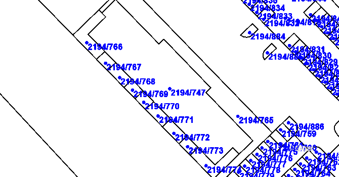 Parcela st. 2194/747 v KÚ Slatina, Katastrální mapa