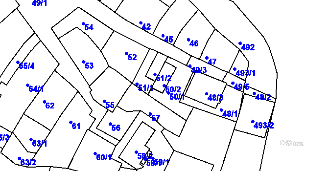 Parcela st. 50/2 v KÚ Slatina, Katastrální mapa