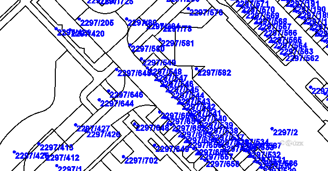 Parcela st. 2297/545 v KÚ Slatina, Katastrální mapa