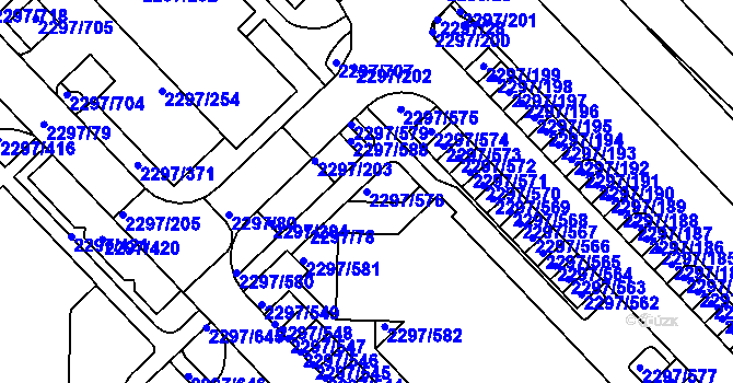 Parcela st. 2297/576 v KÚ Slatina, Katastrální mapa